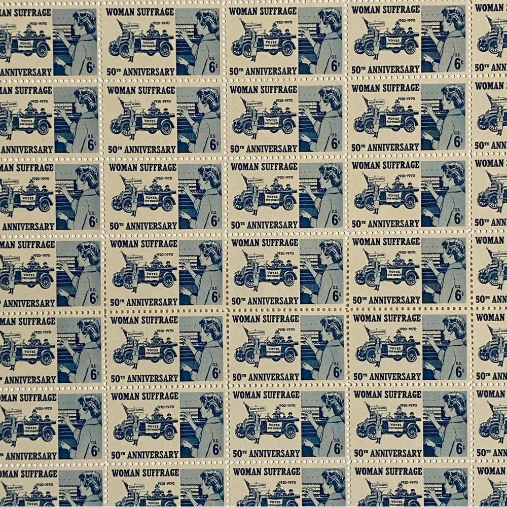 Woman Suffrage Sheet of 50 1970 6 Cent Stamps Scott #1406 MNH Blue White Vote